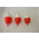 Buldo Eyed Oval Bubble Floats - White & Red Color - With Eyelet and Stainless Steel Ring - EOE412X - Buldo