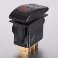 Rocker Switch with Light - 3 phase - Single Pole Single Throw SPST On-Off - JH-A11313AR - ASM