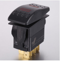 Rocker Switch without Light - 4 phase - Single Pole Double Throw SPDT On-Off-On - JH-A11533ERX - ASM