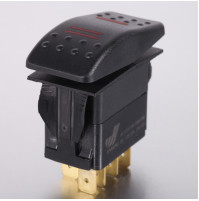 Rocker Switch without Light - 4 phase - Single Pole Double Throw SPDT  (on)-off-(on) - JH-A11524GR - ASM