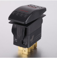 Rocker Switch without Light - 7 phase - Double Pole Double Throw DPDT On-Off-On OR (ON)-OFF-(ON) OR (ON)-OFF-ON - JH-A12433ERX - ASM