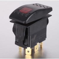 Rocker Switch with Light - 6 phase - Double Pole Double Throw DPDT On-On - JH-A22632CRX - ASM