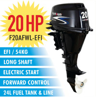 4 Stroke Outboard Motor - Remote Control + Electric Start + Long Shaft - 3 blades - propeller 9 1/4"x10" - 20HP - F20AFWL-EFI - Parsun