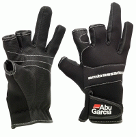 Professional Neoprene Stretch 3 Cut Gloves AMBASSADEUR - Black Color - 120202X - ABU GARCIA